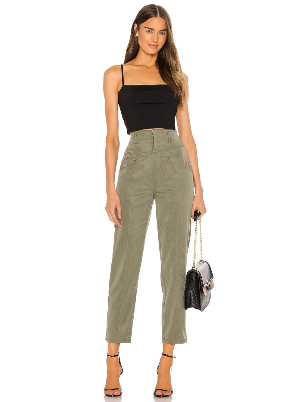 Susana Monaco Thin Strap Crop Tank in Black, Size XS